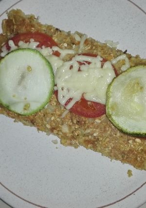 A picture of Light Vegetarian Dinner: Not Pizza, Not Omelet—A Delicious Dish with Hominy.