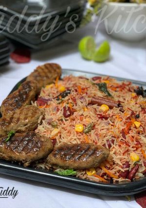 Beetroot,carrot rice with beef Kebabs(Arabian style) ainihin hoton girkin