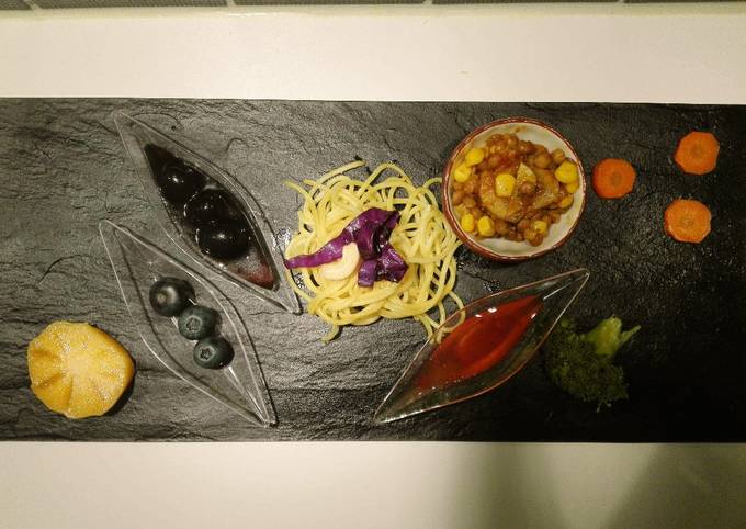 Chili Spagetti kukoricával, lencsével és articsókával recept foto