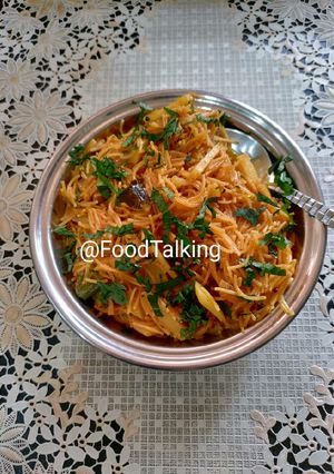 A picture of Vermicelli And Almonds Twist With Mango Pickle.