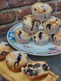 MUFFINS DE VAINILLA Y ARÁNDANOS CON CRUMBLE 🫐🧁