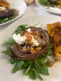Roasted Onion and Arugula Salad with Walnut Salsa