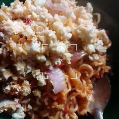 A picture of Indomie and egg.