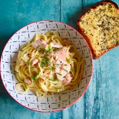 A picture of Salmon Linguine.