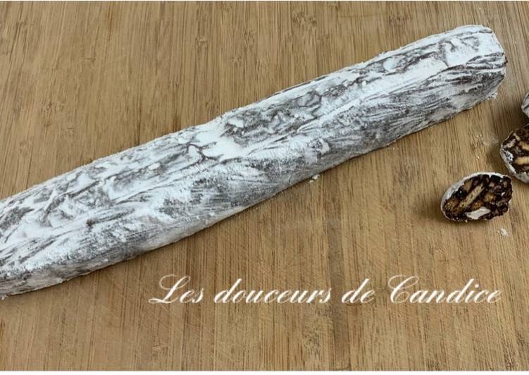 Voici la recette Saucisson en chocolat spécial