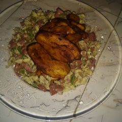 A picture of Fried Plantain and Scrambled Eggs.
