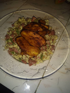 A picture of Fried Plantain and Scrambled Eggs.