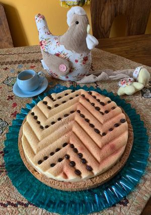 Foto di ☕️Crostata frolla al caffè, namelaka alla nocciola e crema leggere alla vaniglia☕️