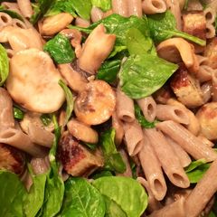 A picture of Speedy Mushroom & Sausage Pasta.