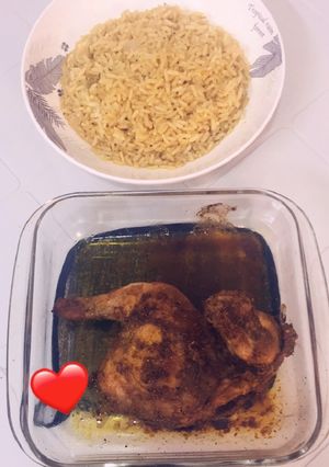 صورة لوصفة دجاج في الفرن مع رز بخاري