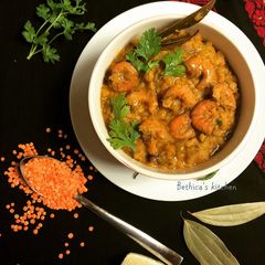 A picture of Dal Chingri Lentil with Prawns Bengali Style.