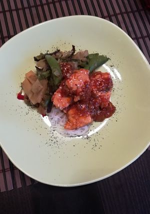 Szezámmagos, mézes, ketchupos, natúr csirkemell recept fotója