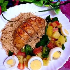 A picture of Spicy Chicken steak with veg.