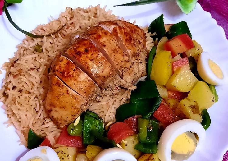 Simple Way to Prepare Any-night-of-the-week Spicy Chicken steak with veg