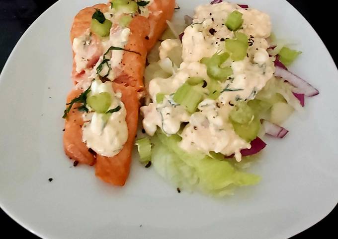 My Salmon & Cottage Cheese & Chives Salad