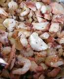 Salteado rápido de pulpo y gambas