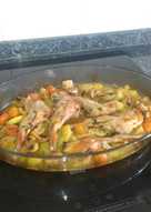 conejo al horno con patatas panaderas y verduras
