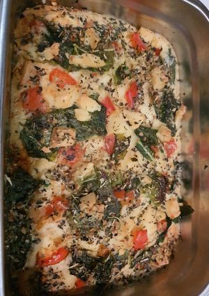 Foto resep Savory cake (bolu gurih) dengan keju, paprika, sayuran hijau