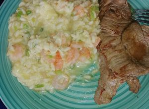 Una foto de Risotto de camarones