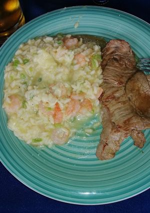 Una foto de Risotto de camarones