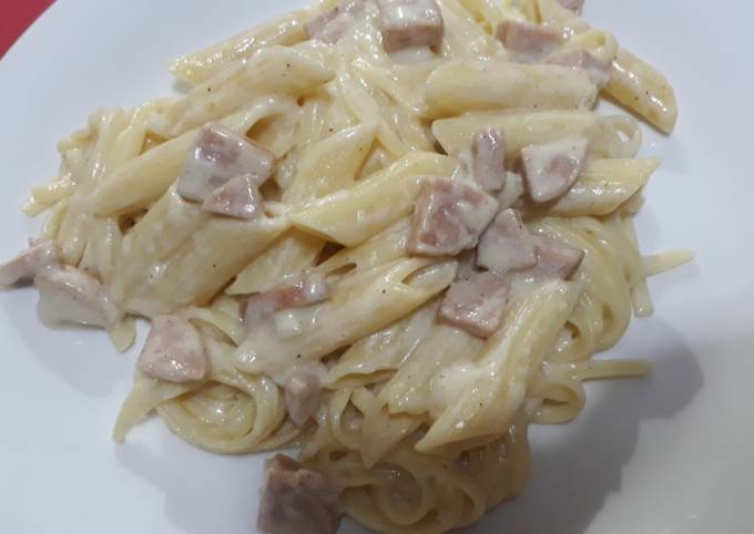 Fettucine penne with alfredo sauce simple