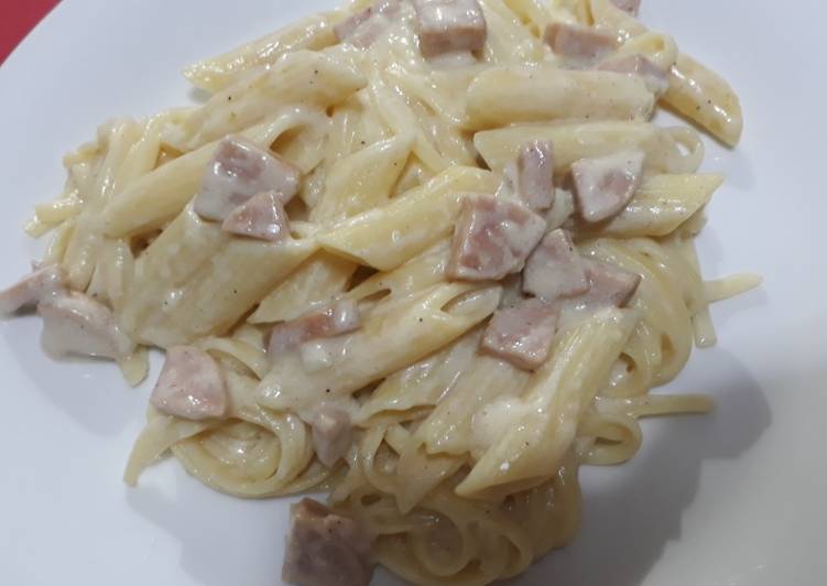 Steps to Make Winter Fettucine penne with alfredo sauce simple
