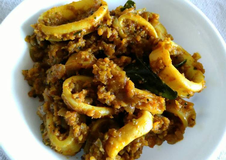 Recipe of Super Quick Homemade Squid thoran (Calamari)