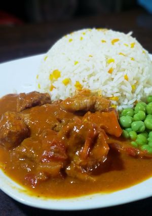 A picture of Chicken Coconut Curry and Rice.