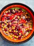 Insalata di ceci e fagioli rossi con merluzzo