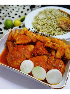 عکسی از دستور شوید پلو با مرغ و سیب زمینی تنوری