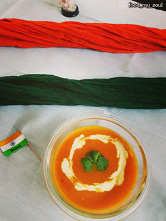 A picture of Carrot-Tomato soup - Healthy Tricolor recipe.