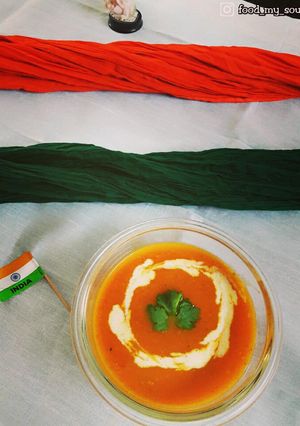 A picture of Carrot-Tomato soup - Healthy Tricolor recipe.