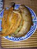 Trucha con arroz verde