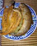 Trucha con arroz verde