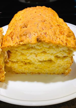 A picture of No Knead Cheesy 🧀Beer 🍺 Bread 🍞.
