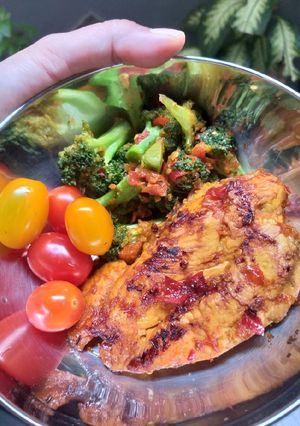 Foto resep Ayam Panggang Teflon Rica (Lunch Meal Prep For 2 Days)