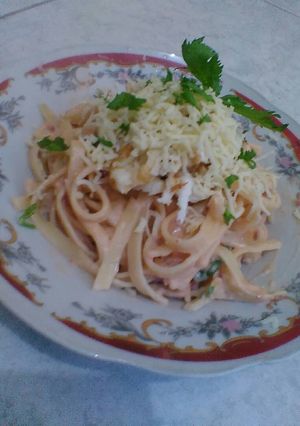 Foto resep Fettuchini pink carbonara