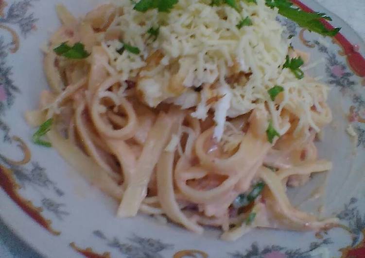 Resep Fettuchini Pink Carbonara Oleh Farhan Ibrahim Cookpad