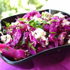 Red Cabbage with Crumbled Cottage Cheese and Toasted Sesame A picture of Red Cabbage with Crumbled Cottage Cheese and Toasted Sesame.