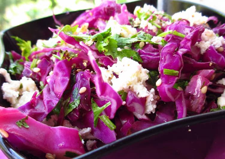 Recipe of Speedy Red Cabbage with Crumbled Cottage Cheese and Toasted Sesame