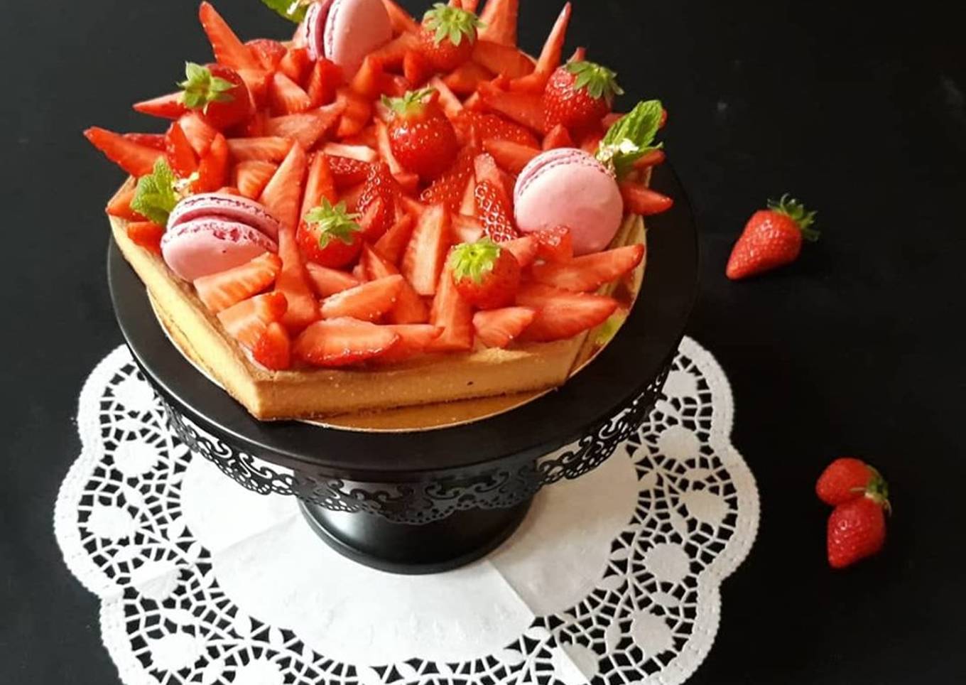 Tarte aux fraises héxagonale