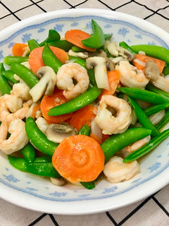 蘑菇清炒甜豆蝦仁 的食譜成品照片