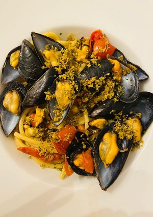 Foto di Spaghetti risottati con cozze e pomodorini
