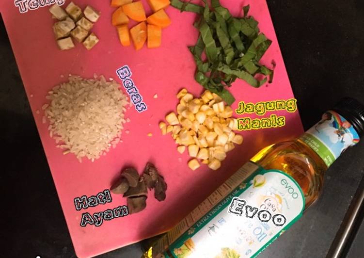 Bagaimana Membuat 6 Bulan MPASI menu 4* (Beras organik + Jagung + Tempe + Pakcoy + Hati Ayam + Wortel + ASI and Evoo) Anti Gagal