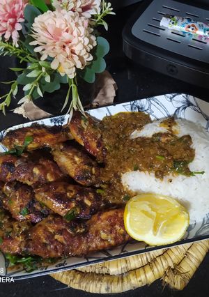 صورة لوصفة اجنحة دجاج بالأرز
