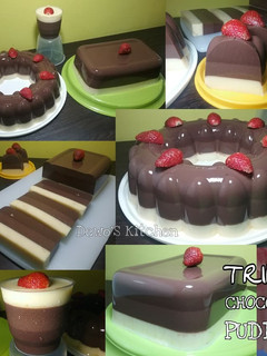 Foto resep Triple Chocolate Pudding / Puding 3 Lapis Coklat