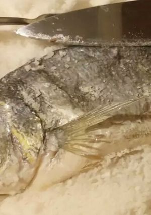 A picture of Sea bream in a rock salt crust 🎄.