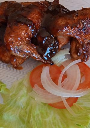 A picture of Spicy chicken wings in Worcestershire sauce. #charityrecipe.