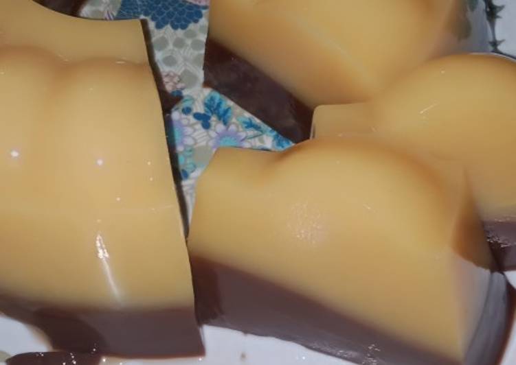 Pudding mangga lapis cokelat