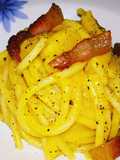 Pasta alla Cantonata - Spaghettoni with Yellow Datterini Tomatoes and Guanciale